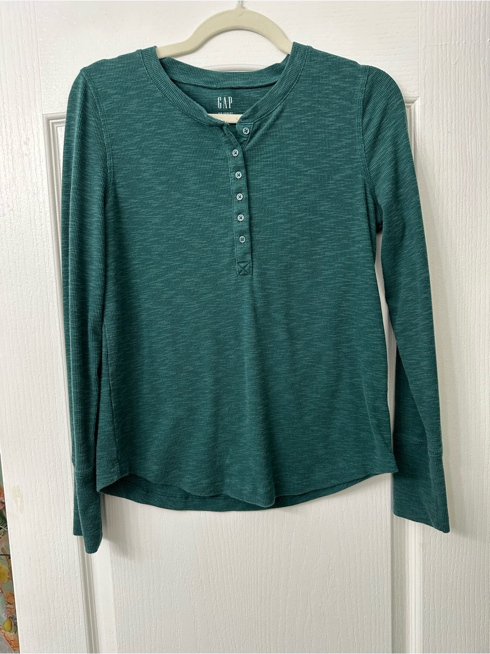 GAP Teal Green Long-Sleeve Henley Tee